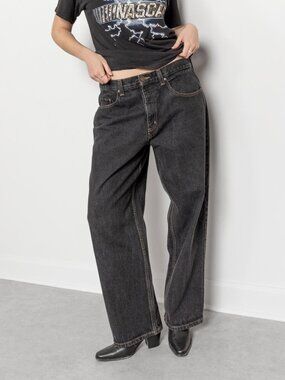 Vintage Big Oversize Baggy Jeans: Black Denim / 36 Waist